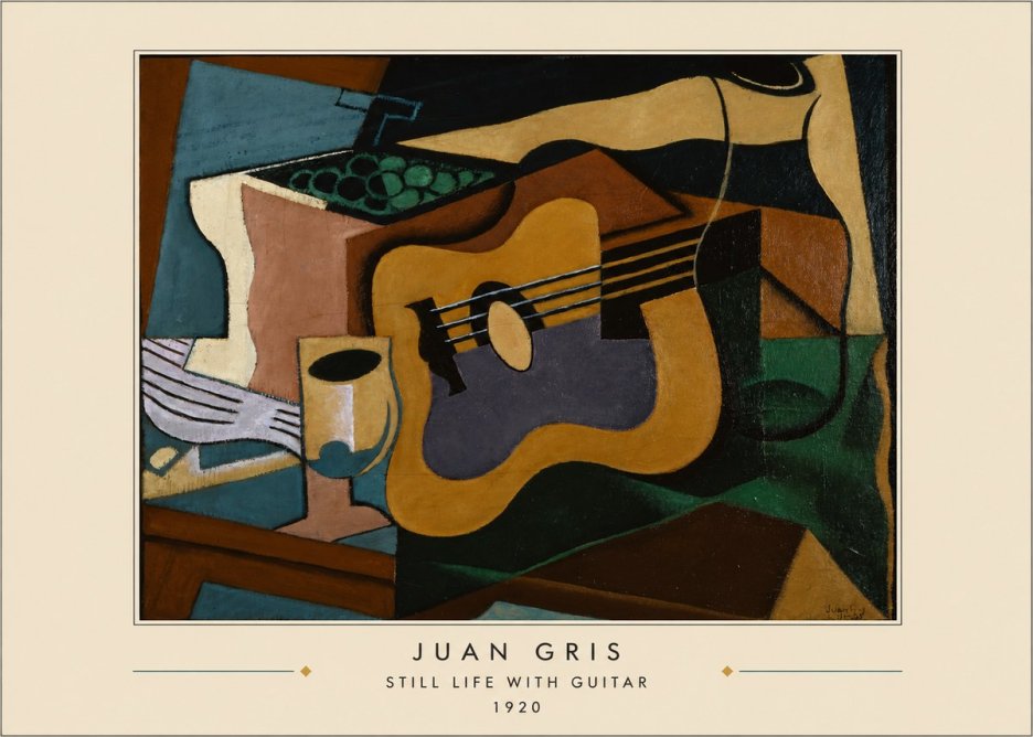 Juan Gris Still Life with Guitar No4 - Affiche
