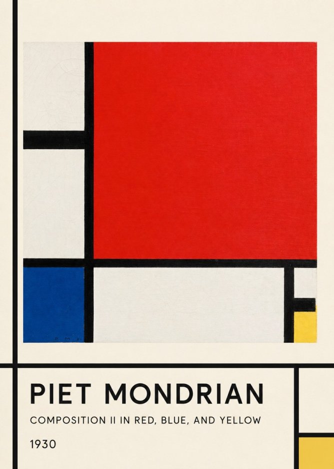 Piet Mondrian Composition Ii in Red, Blue, and Yellow No1 - Affiche