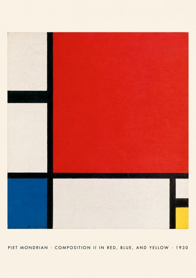 Piet Mondrian Composition Ii in Red, Blue, and Yellow No5 - Affiche