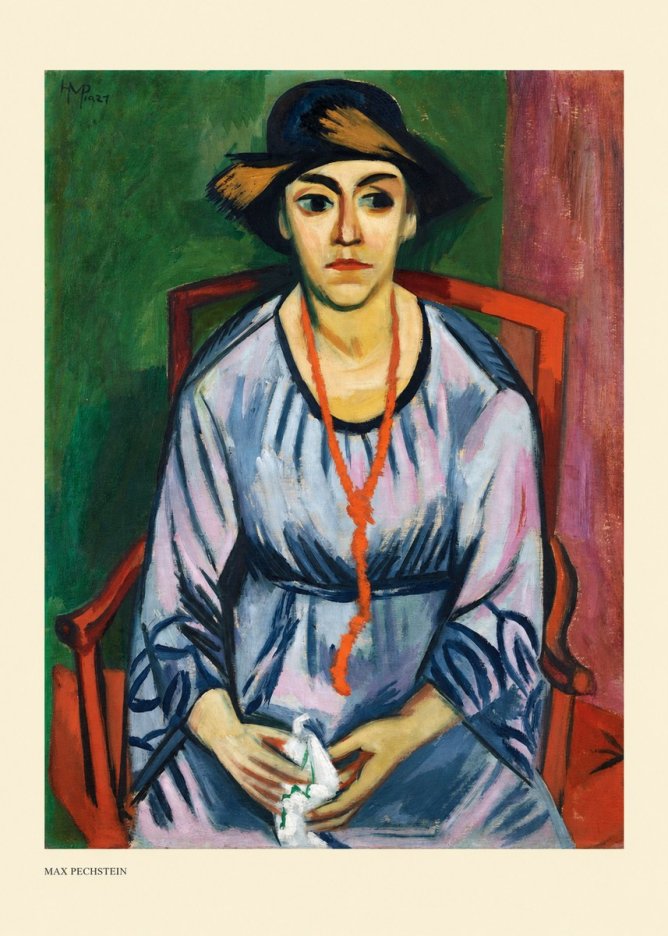 Max Pechstein Seated Woman with Hat No5 - Affiche