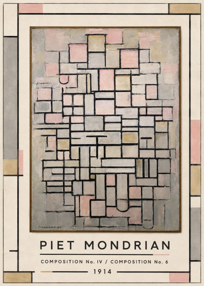 Piet Mondrian Composition No. Iv / Composition No. 6 No1 - Affiche
