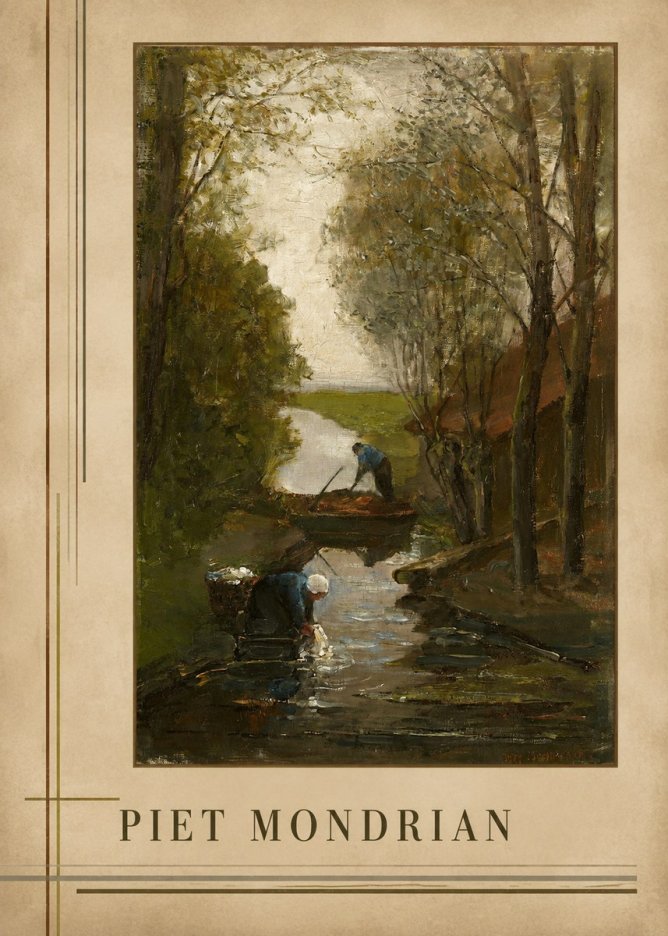 Piet Mondrian Washday on the Canal No3 - Affiche