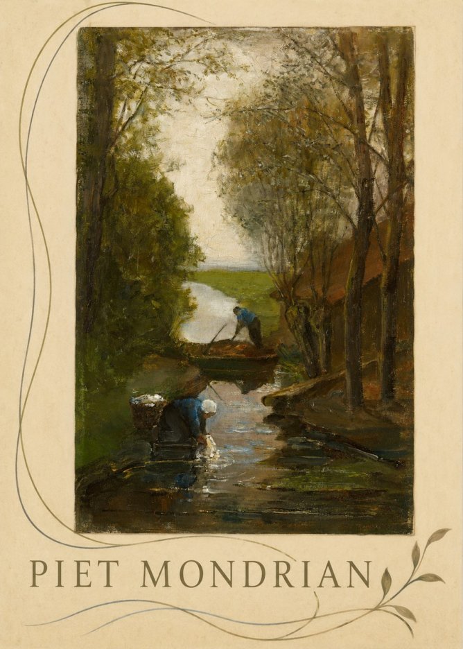 Piet Mondrian Washday on the Canal No6 - Affiche