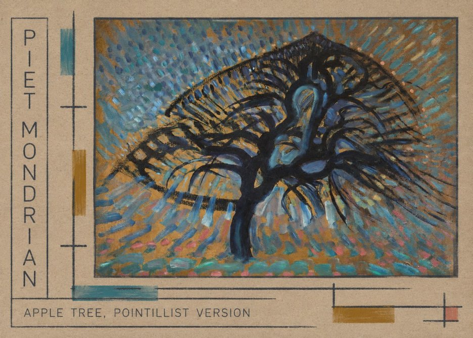Piet Mondrian Apple Tree, Pointillist Version No4 - Affiche