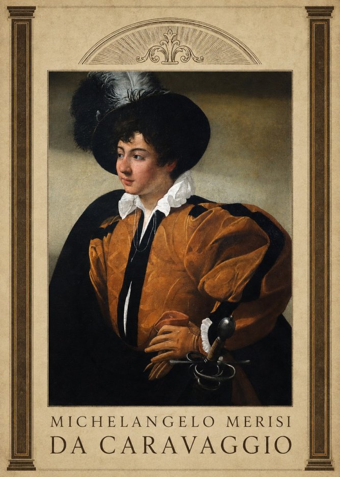 Michelangelo Merisi da Caravaggio Young Man with a Plumed Hat No5 - Affiche