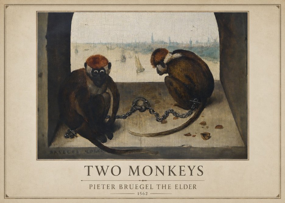 Pieter Bruegel Two Monkeys I No1 - Affiche