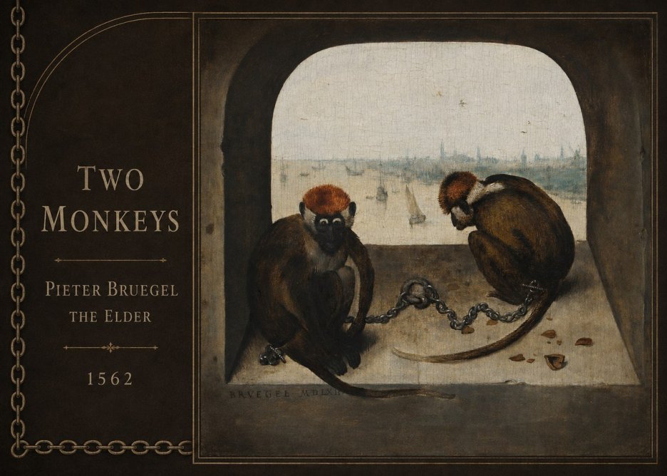 Pieter Bruegel Two Monkeys I No2 - Affiche
