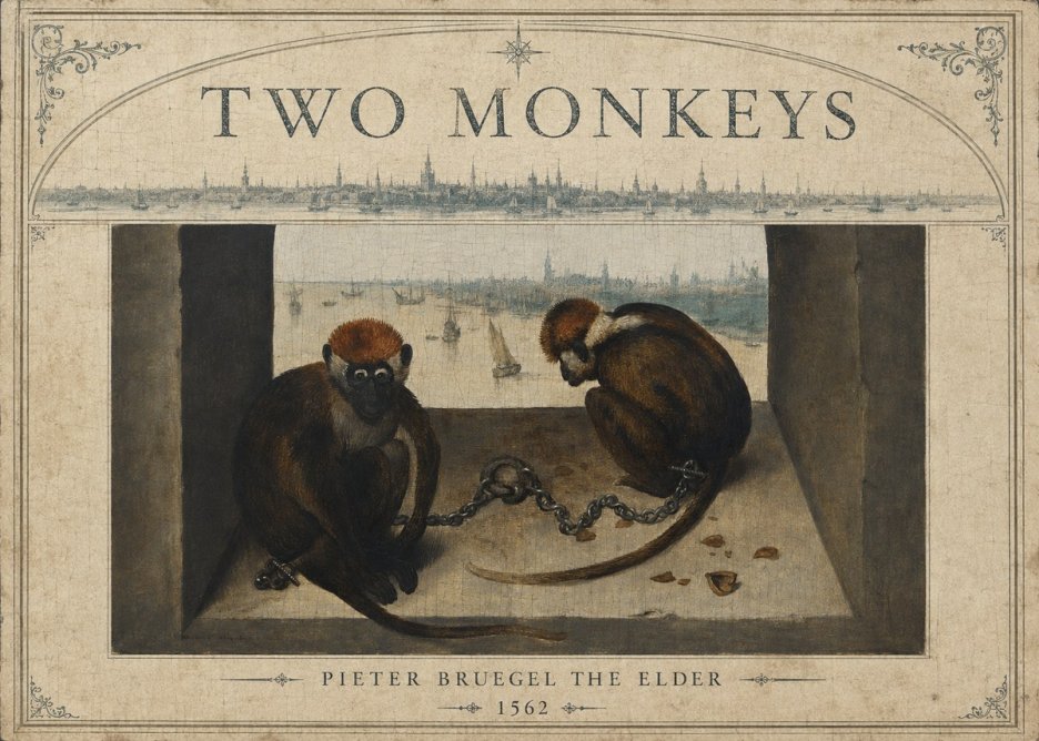 Pieter Bruegel Two Monkeys I No6 - Affiche