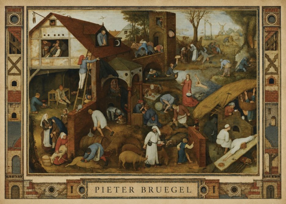 Pieter Bruegel Netherlandish Proverbs I No3 - Affiche