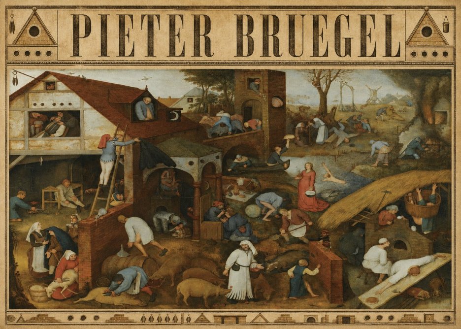 Pieter Bruegel Netherlandish Proverbs I No4 - Affiche