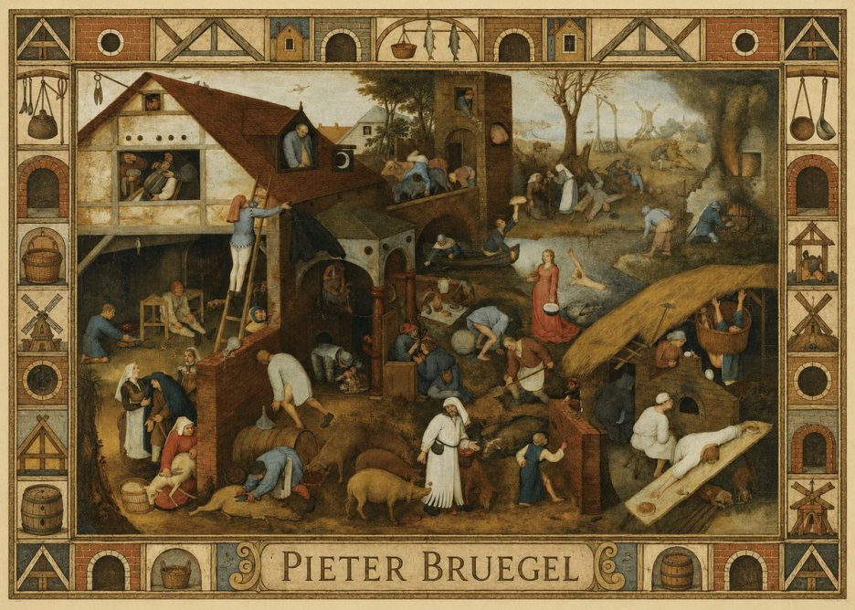 Pieter Bruegel Netherlandish Proverbs I No6 - Affiche