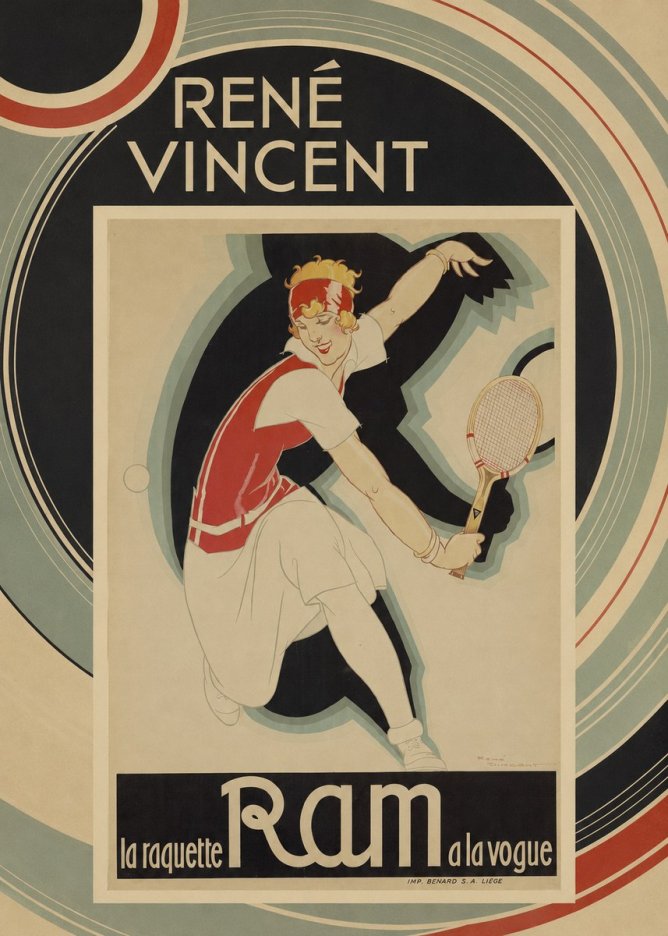 René Vincent Ram La Raquette À La Vogue No5 - Affiche