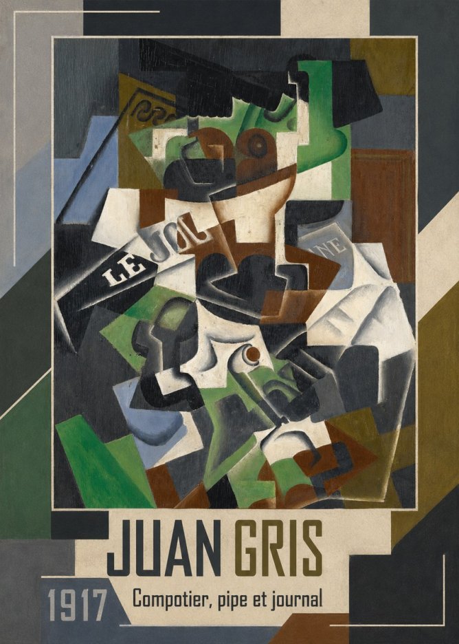 Juan Gris Compotier, Pipe Et Journal No1 - Affiche