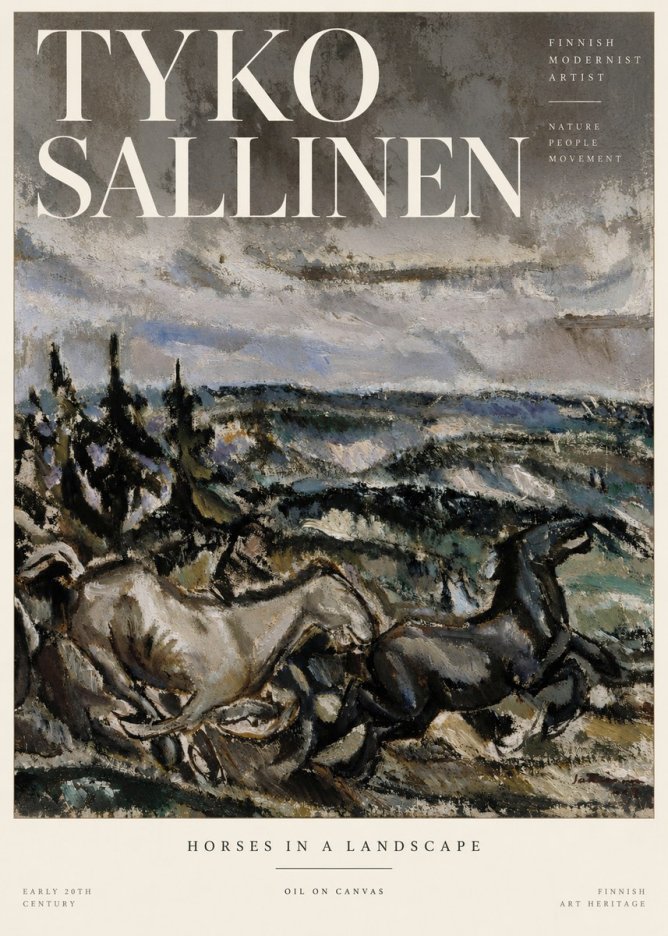 Tyko Sallinen Horses in a Landscape No3 - Affiche