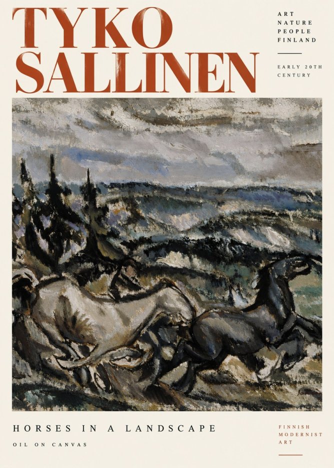 Tyko Sallinen Horses in a Landscape No6 - Affiche