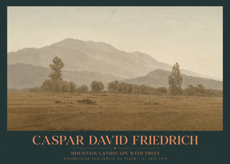 Caspar David Friedrich Mountain Landscape with Trees No2 - Affiche