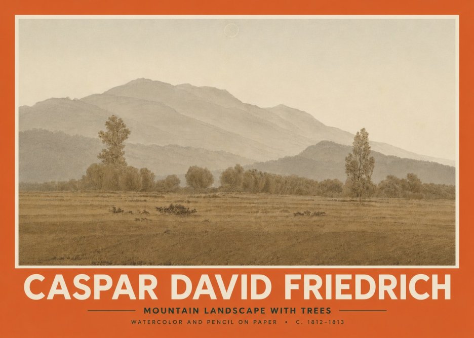 Caspar David Friedrich Mountain Landscape with Trees No5 - Affiche
