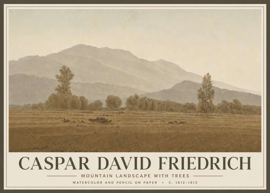 Caspar David Friedrich Mountain Landscape with Trees No6 - Affiche