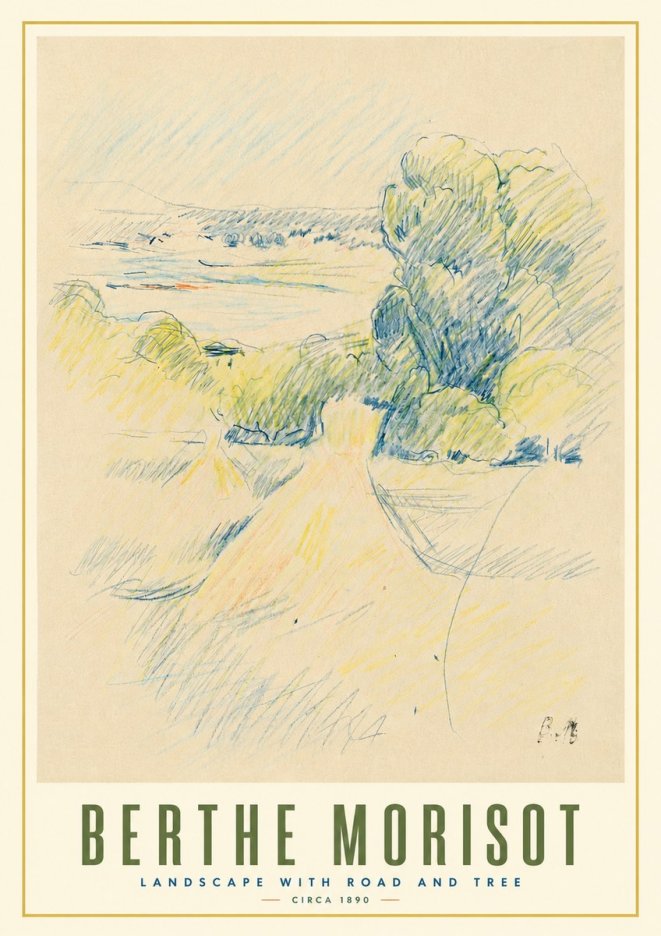 Berthe Morisot Landscape with Road and Tree No3 - Affiche