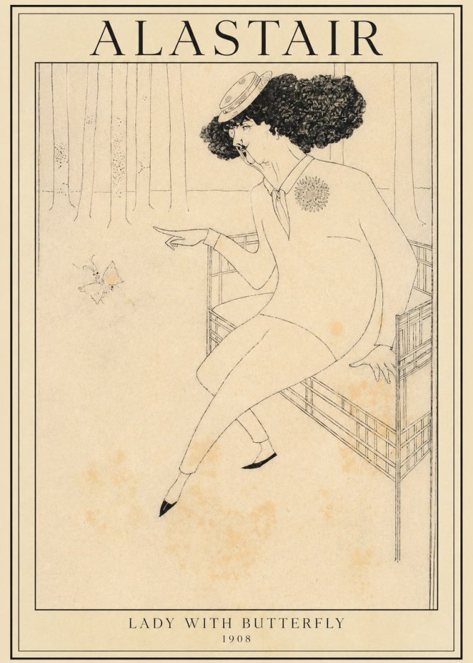 Alastair Lady with Butterfly No1 - Affiche