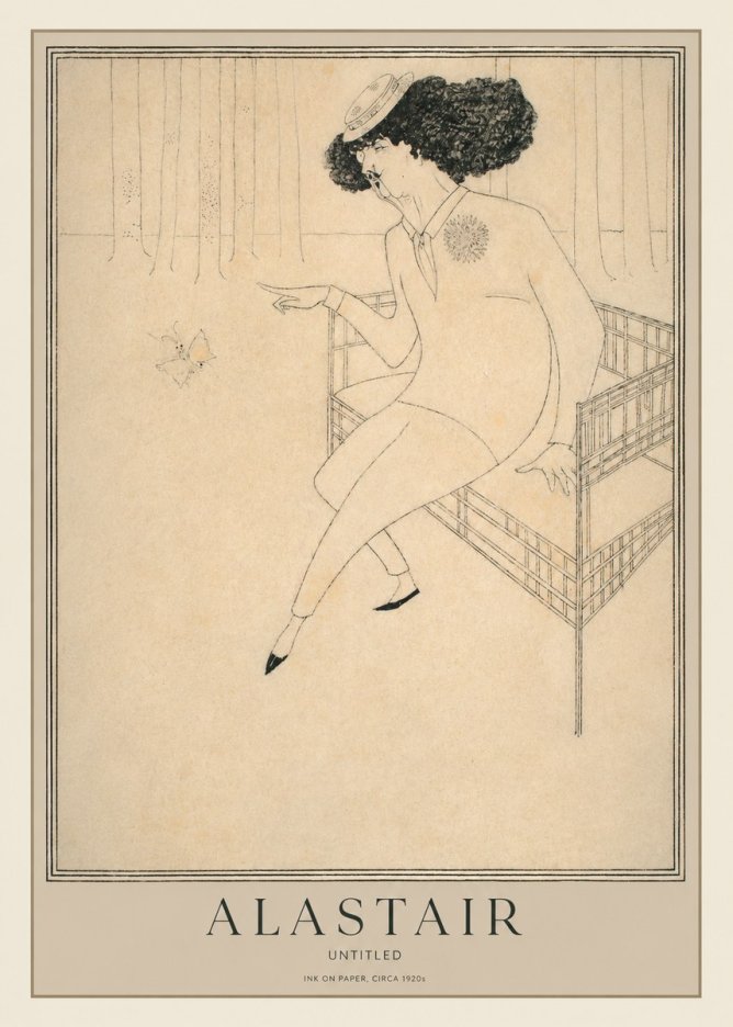 Alastair Lady with Butterfly No2 - Affiche