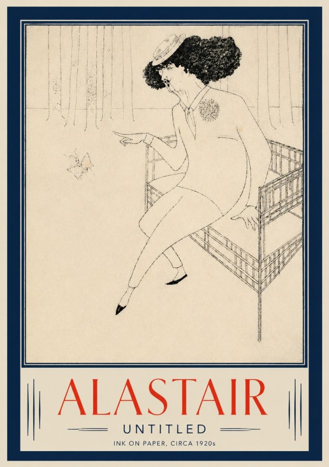 Alastair Lady with Butterfly No5 - Affiche