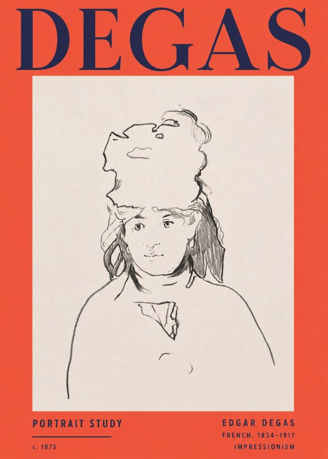 Edgar Degas Portrait Study No2 - Affiche