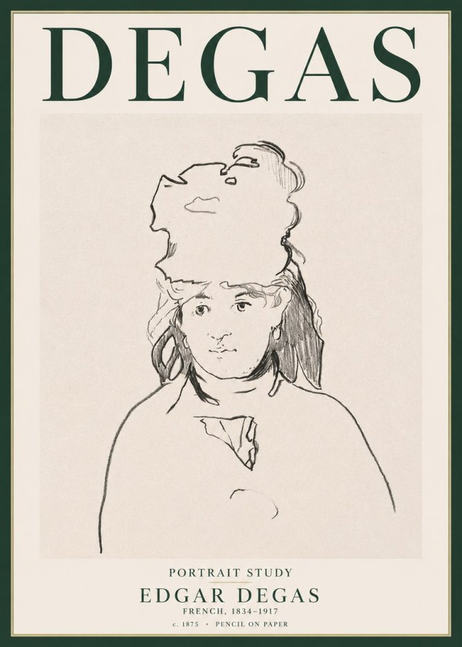 Edgar Degas Portrait Study No3 - Affiche