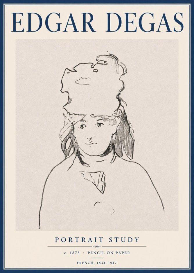 Edgar Degas Portrait Study No6 - Affiche