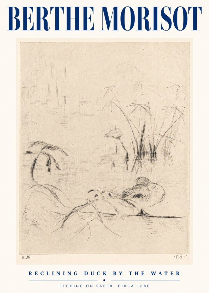 Berthe Morisot Reclining Duck by the Water No5 - Affiche