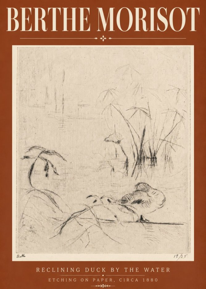 Berthe Morisot Reclining Duck by the Water No6 - Affiche
