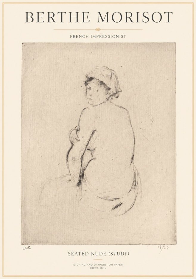 Berthe Morisot Seated Nude (Study) No1 - Affiche