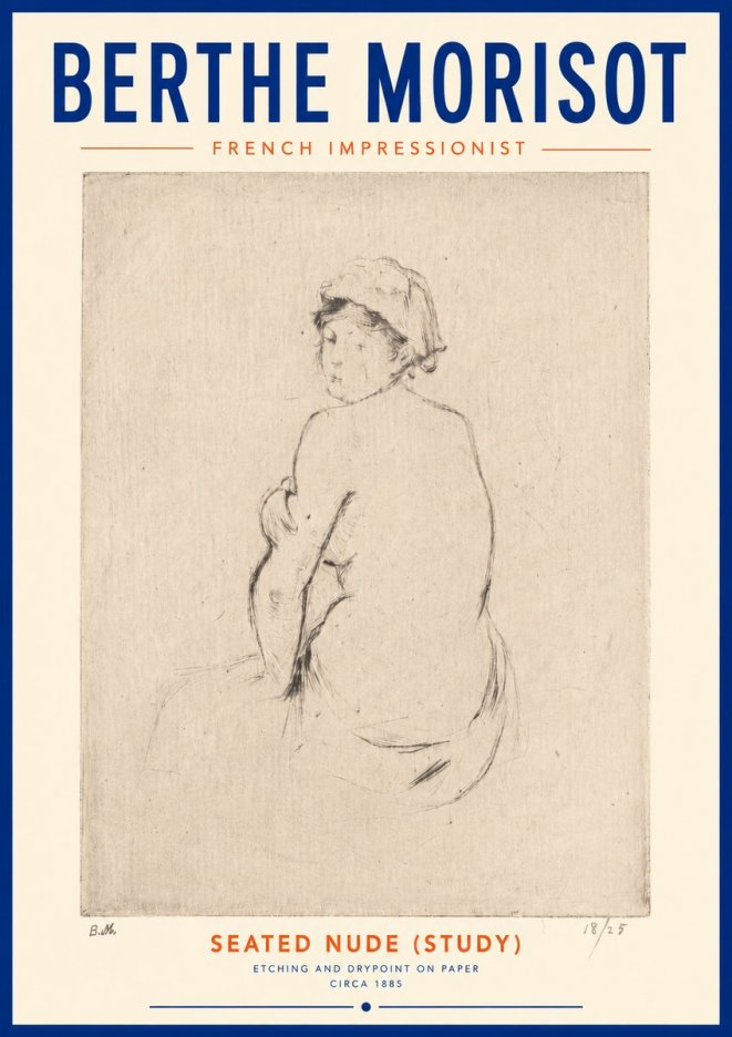 Berthe Morisot Seated Nude (Study) No4 - Affiche