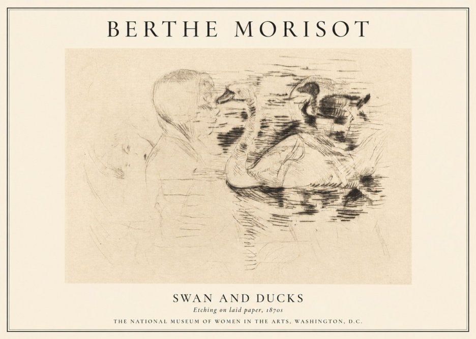 Berthe Morisot Swan and Ducks No1 - Affiche