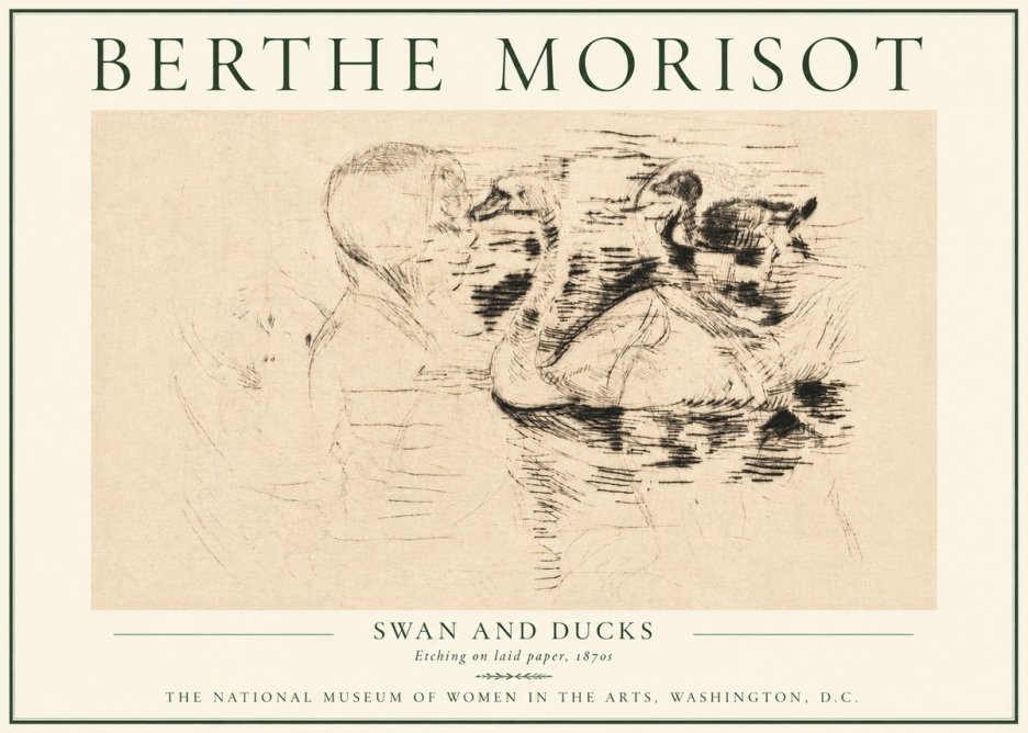 Berthe Morisot Swan and Ducks No4 - Affiche