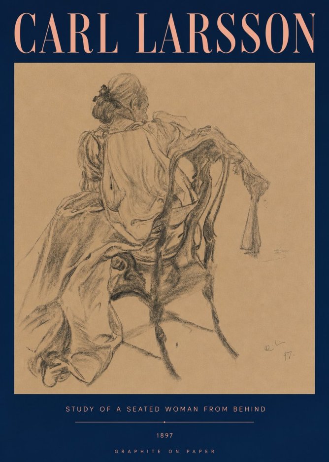 Carl Larsson Study of a Seated Woman from Behind No5 - Affiche