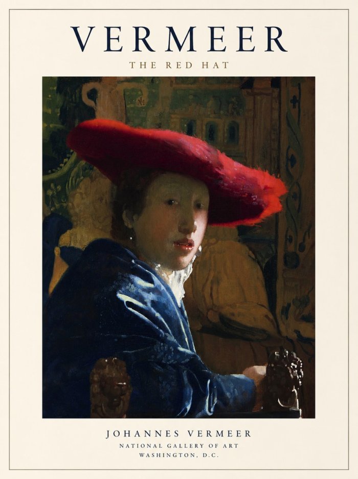 Vermeer The Red Hat No1 - Affiche