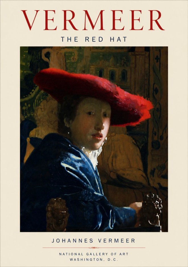 Vermeer The Red Hat No4 - Affiche
