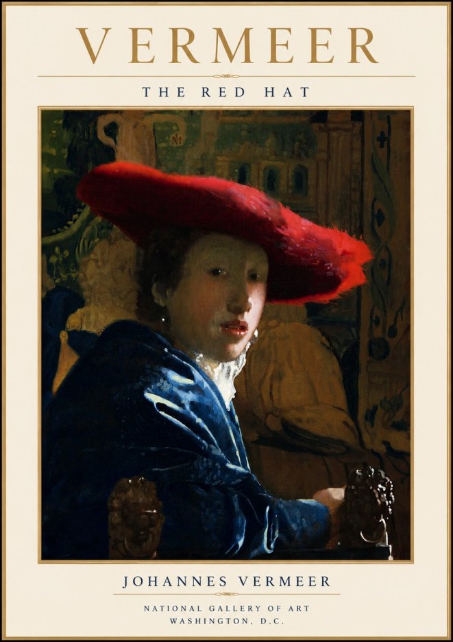Vermeer The Red Hat No5 - Affiche