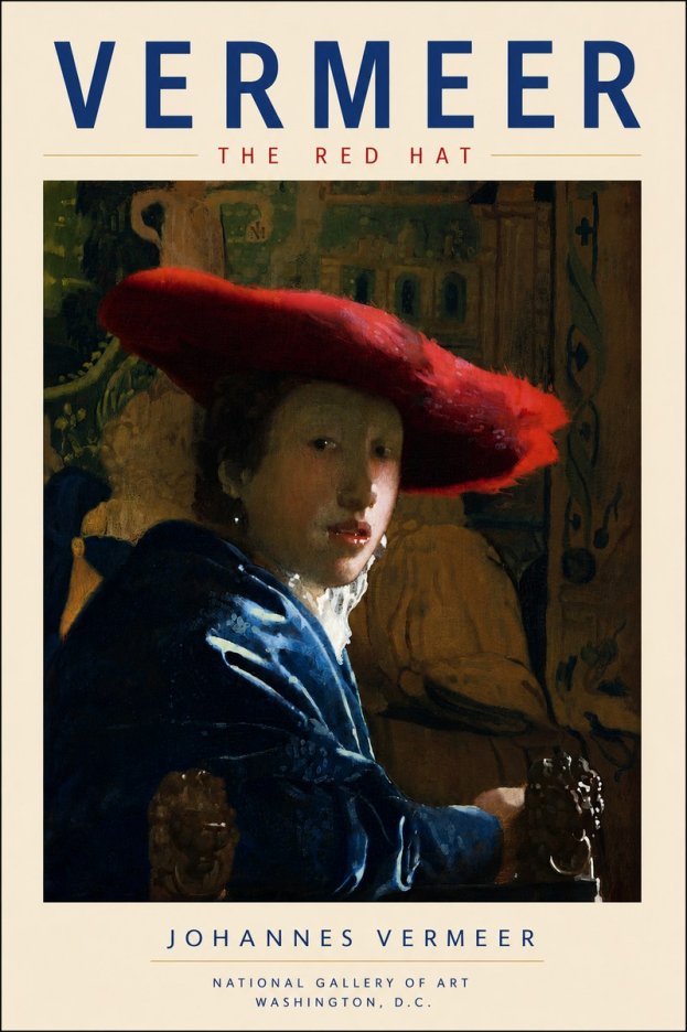 Vermeer The Red Hat No6 - Affiche