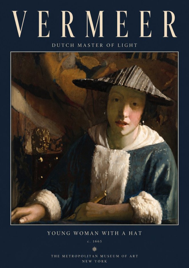 Vermeer Young Woman with a Hat No2 - Affiche