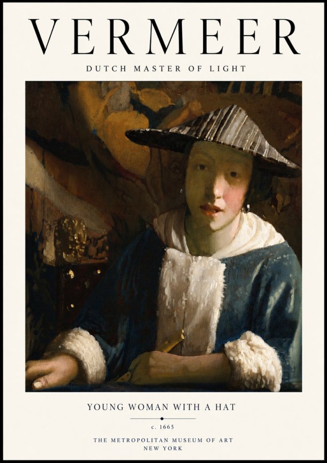 Vermeer Young Woman with a Hat No3 - Affiche