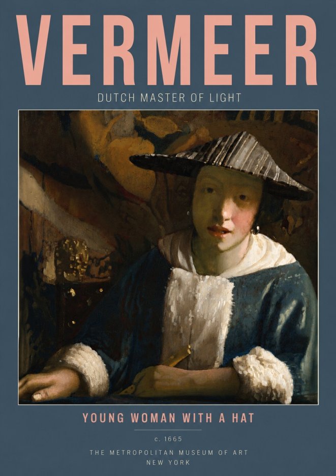 Vermeer Young Woman with a Hat No4 - Affiche