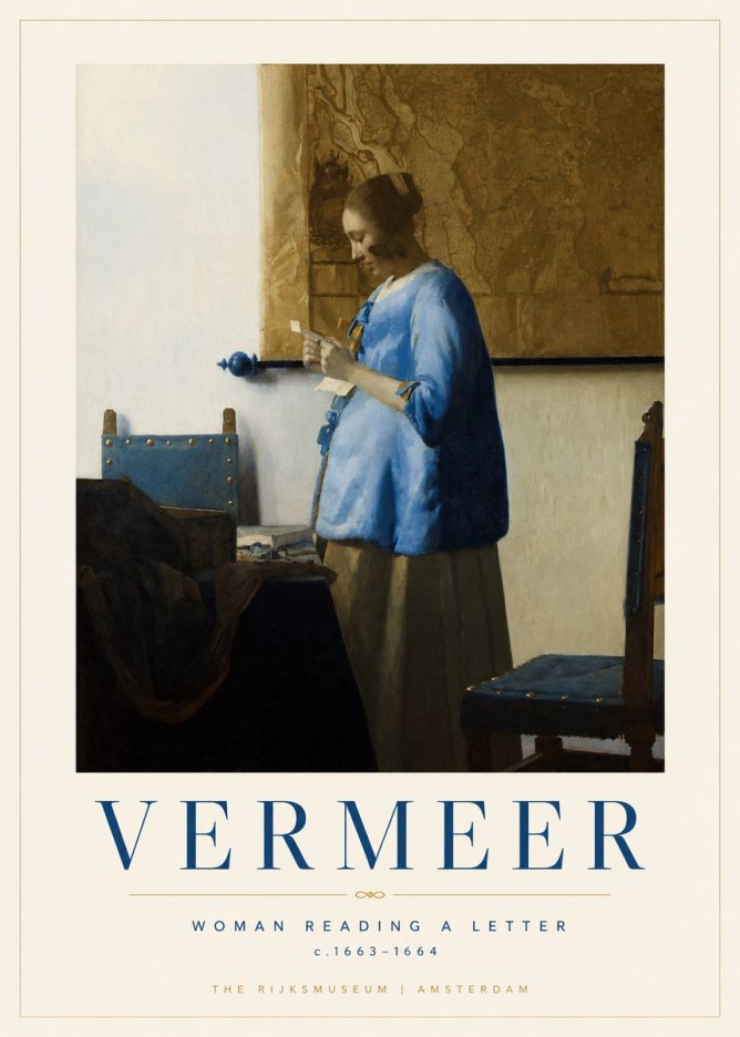 Vermeer Woman Reading a Letter No1 - Affiche