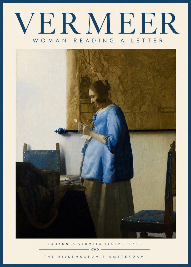Vermeer Woman Reading a Letter No3 - Affiche
