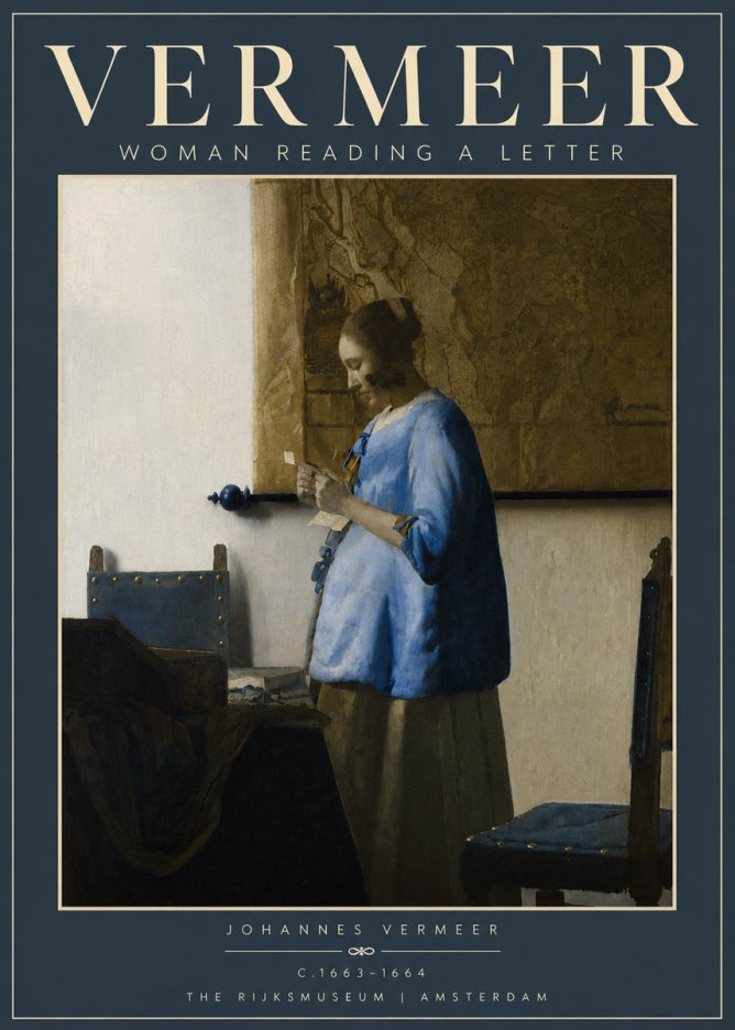 Vermeer Woman Reading a Letter No4 - Affiche