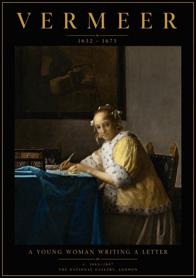 Vermeer A Young Woman Writing a Letter No4 - Affiche