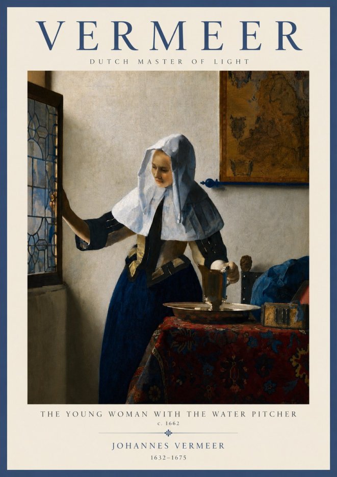 Vermeer The Young Woman with the Water Pitcher No2 - Affiche