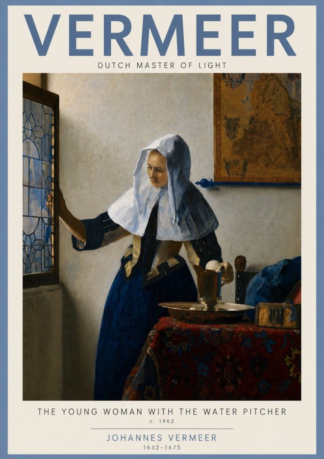 Vermeer The Young Woman with the Water Pitcher No3 - Affiche