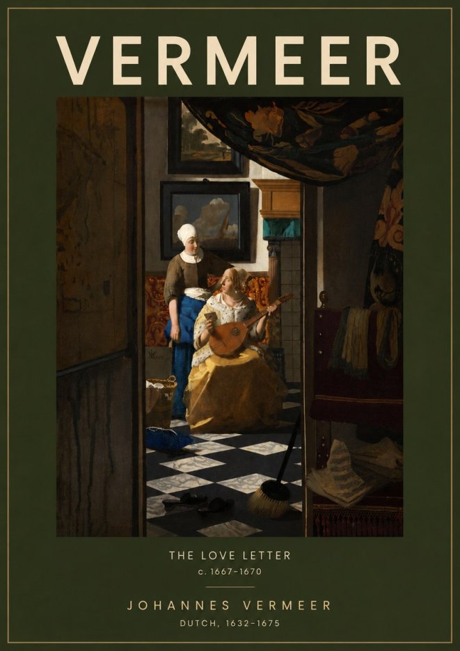Vermeer The Love Letter No5 - Affiche